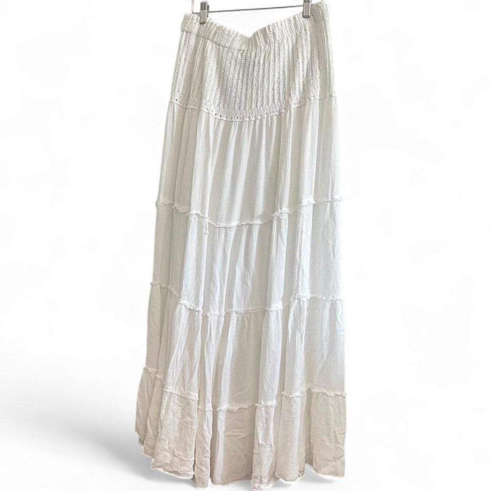 Wet Seal white tiered boho maxi skirt